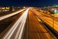 Blue Hour Freeway Light Trails Royalty Free Stock Photo