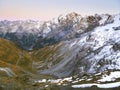 Blue hour light over the The Ortler Alps, Zebru Mountain, South Tyrol, Italy, Europe.