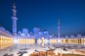Blue hour at the maject Sheik Zayed mosque in Abu Dhabi Royalty Free Stock Photo