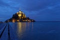 Blue hour on the Mont Saint-Michel Abbey Royalty Free Stock Photo