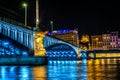 Blue Hour near the Rhone and Pont Lafayette in the beautiful city of Lyon Royalty Free Stock Photo