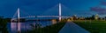 Panoramic Night scene Bob Kerrey pedestrian bridge Omaha Royalty Free Stock Photo