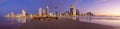 Blue hour panorama of the beach, Tel-Aviv and old Jaffa Royalty Free Stock Photo