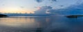 Blue Hour Panorama with Clouds Over Lake Superior Royalty Free Stock Photo