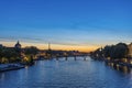 Blue Hour in Paris With Eiffel Tower Seine River and Bridges