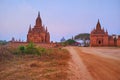 Bagan shrines at blue hour, Myanmar Royalty Free Stock Photo