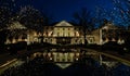 Christmas Lights decorate the Williamsburg inn in Colonial Williamsburg virginia Royalty Free Stock Photo