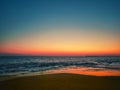 Blue hour and red horizon after sunset at kollam beach, kerala , India Royalty Free Stock Photo