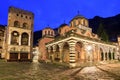 Blue hour Rila Monastery tower of Hrelyu Royalty Free Stock Photo