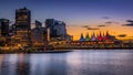 Blue Hour after the Sun has set over the Harbor and the Colorful Sails of Canada Place Royalty Free Stock Photo