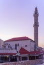 Blue hour view of the Mahmoudiya Mosque minaret, Jaffa Royalty Free Stock Photo