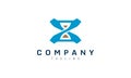 Blue hourglass logo template for brand business identity