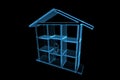 Blue house 3D xray blue Royalty Free Stock Photo