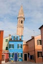 Blue house, Burano Island, near Venice, Italy Royalty Free Stock Photo