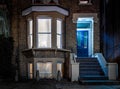 Blue house door in London suburb