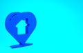 Blue House with heart shape icon isolated on blue background. Love home symbol. Family, real estate and realty