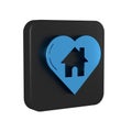 Blue House with heart shape icon isolated on transparent background. Love home symbol. Family, real estate and realty