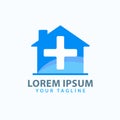 Blue House Medical Logo Template Vector