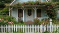 Blue House With White Picket Fence