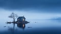 Blue House On Wooden Island: A Magical Wonderland In Mikko Lagerstedt\'s Style