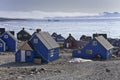 Blue houses in itoqqortoomiit in east greenland