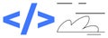Coding and Cloud Computing Concept with Blue HTML Tags and Stylized Cloud Outline Royalty Free Stock Photo