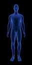 Blue Human Anatomy Body 3D Scan render on black background