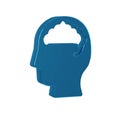 Blue Human brain icon isolated on transparent background. Royalty Free Stock Photo