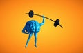 Blue human brain lifting weight. Private lessons and knowledge concept