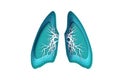 Blue Human Lungs.World health day.Medicine idea. Paper cut style. Origami layered silhouette.