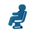 Blue Human waiting in airport terminal icon isolated on transparent background.