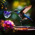 Blue Humming Bird about to feed