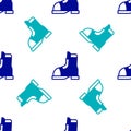 Blue Hunter boots icon isolated seamless pattern on white background. Vector