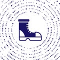 Blue Hunter boots icon isolated on white background. Abstract circle random dots. Vector