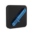 Blue Hunter knife icon isolated on transparent background. Army knife. Black square button.