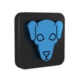 Blue Hunting dog icon isolated on transparent background. Black square button.