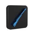 Blue Hunting gun icon isolated on transparent background. Hunting shotgun. Black square button.