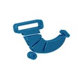 Blue Hunting horn icon isolated on transparent background.