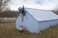 A blue hut in a graveyard, Alberta Royalty Free Stock Photo