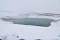 The blue Hverfjall Crater in spring with snow in background in Myvatn, Iceland Royalty Free Stock Photo