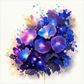 Blue hydrangea flowers, watercolor painting, vector illustration AI generated Royalty Free Stock Photo
