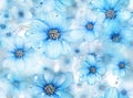 Blue Hydrangea Hydrangea macrophylla or Hortensia flower with dew in slight color variations ranging. SEAMLESS PATTERN