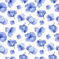 Blue Hydrangea Watercolor Seamless Pattern.