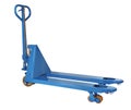 Blue hydraulic hand pallet truck isolated on white background Royalty Free Stock Photo