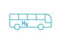 Blue hydrogen fuel bus line icon. Fuel cell vehicle. Sustainable alternative energy concept. Royalty Free Stock Photo