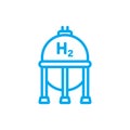 Blue hydrogen tank line icon. Hydrogen fuel storage concept. H2 gas tank sphere. Sustainable energy resources. Alternative energy Royalty Free Stock Photo