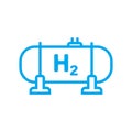 Blue hydrogen tank line icon. Hydrogen fuel storage. Industrial cylinder gas tank. Liquid or gas hydrogen. High pressure tank.