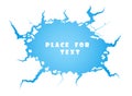 Blue ice cracks, water. The Destruction, The Abyss. Space for text Vector element isolated on white background. Royalty Free Stock Photo