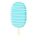 Blue ice cream Stick. one. blue and white icing with stripes and dressing Summer sweetmeat