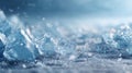 Blue ice crystal chunks on frosty surface with cold atmosphere and soft bokeh Royalty Free Stock Photo